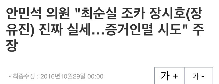안민석 의원 "최순실 조카 장시호(장유진) 진짜 실세..증거 인멸 시도"주장 | 인스티즈