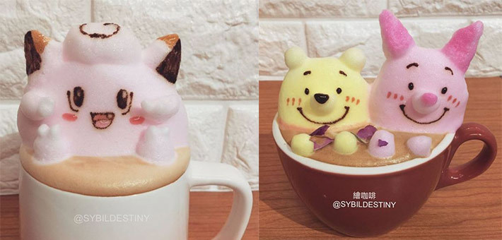 따뜻한 라떼 한 잔! 3D동물 아트라떼 gifjpg | 인스티즈